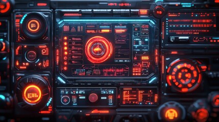 Futuristic Cyberpunk UI Kit Design for Interface