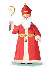 Illustration de Saint Nicolas traditionnel avec crosse et mitre

