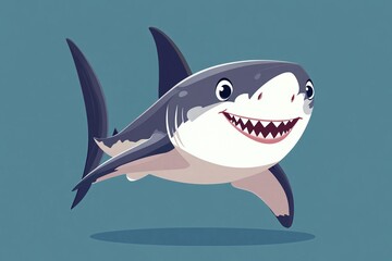 Playful White Shark with Oversized Teeth Vector Illustration - Perfect for Fun and Friendly Designs