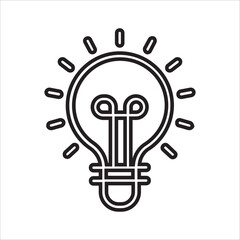 Fototapeta premium Light bulb line icon vector. Electric lamp in flat style. Idea sign, solution, thinking concept.