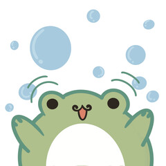 Frog playing on water