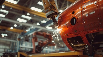Robotic arm conducting a thorough inspection of an aircraft fuselage