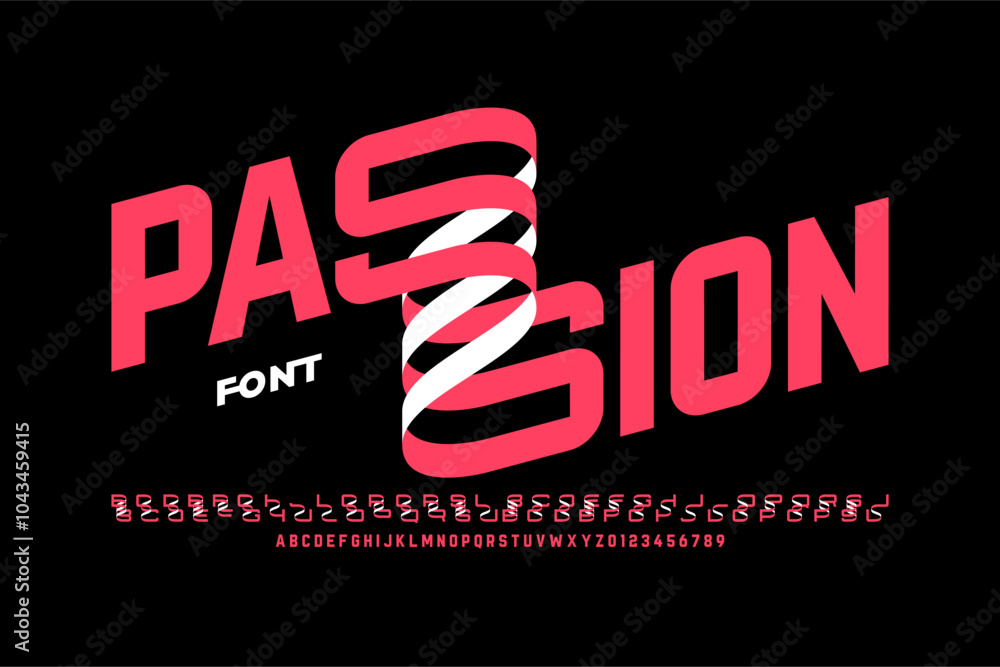 Fototapete passion. modern font design with some alternate letters, alphabet and numbers vector illustration