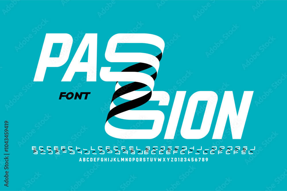 Fototapete passion. modern font design with some alternate letters, alphabet and numbers vector illustration