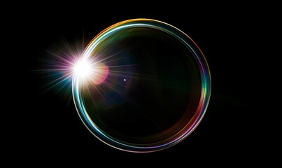 Obraz premium A bright light shines through a colorful ring.