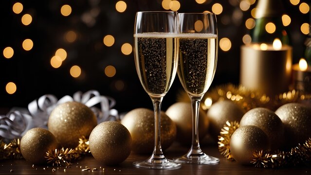 Golden theme of champagne and celebration