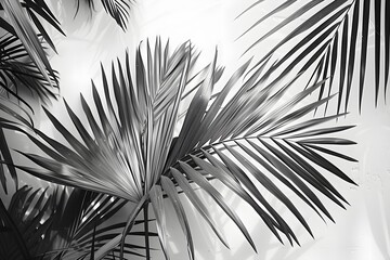 Obraz premium A black and white photo of palm leaves