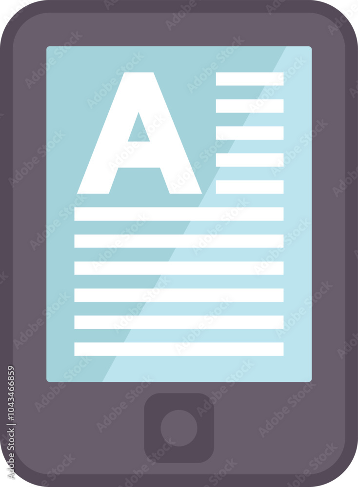 Aufkleber electronic book reader displaying stylized text on screen, concept of digital reading