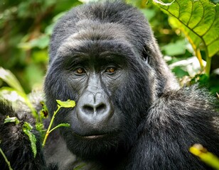 Naklejka premium Mountain gorilla in Bwindi Forest 