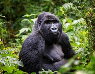 Obraz premium Mountain gorilla in Bwindi Forest 