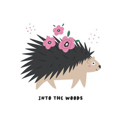 Adorable Vector Porcupine. Cute Woodland Wildlife Illustration for Design and Art.