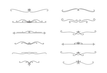 Obraz premium Set of Vintage decorative lines. text dividers. Line border. Lines separators, Borders, Vintage dividers, Underline elements. Vector illustration