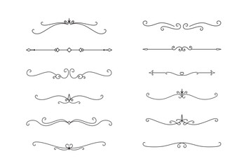 Obraz premium Set of Vintage decorative lines. text dividers. Line border. Lines separators, Borders, Vintage dividers, Underline elements. Vector illustration