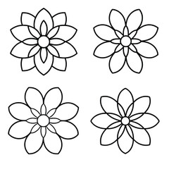 Elegant Flower Outline Vector Art Bundle for Creative Designs.