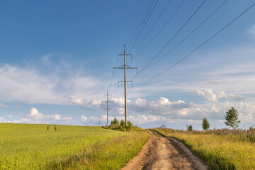 green field and blue sky