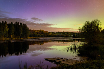 Green glow over the pond