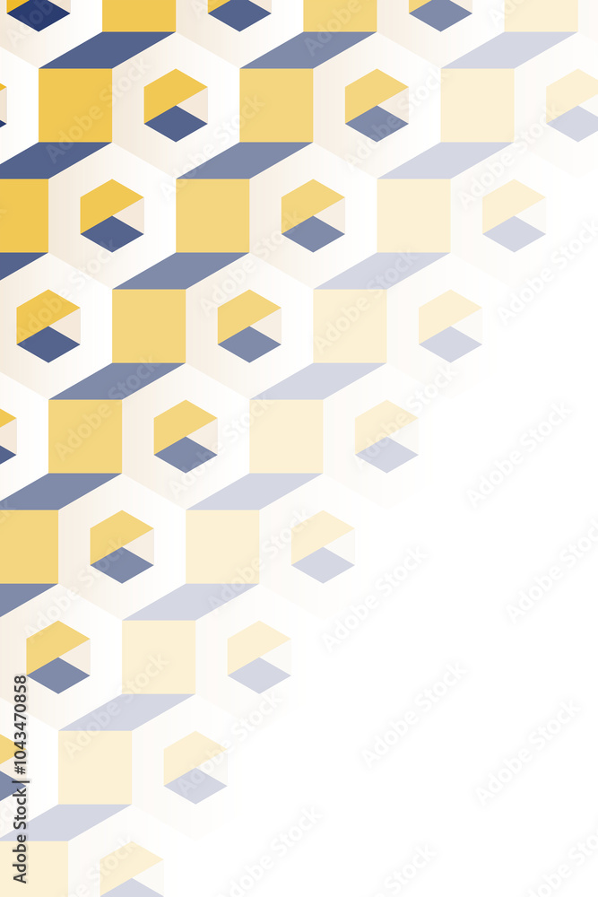 Poster 3d yellow and blue hexagonal pattern design element