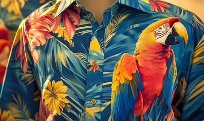 Fototapeta premium Tropical shirt with parrot print.
