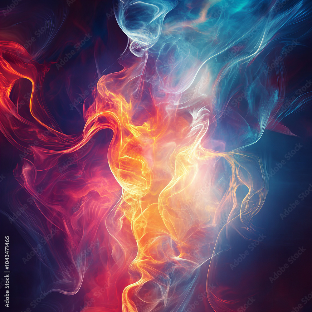 Wall mural dynamic swirl of vibrant colors and smoky textures blending in a mesmerizing abstract design