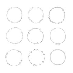 Leafy doodle sticker design element set