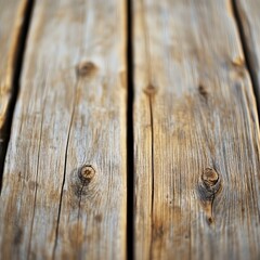 Obraz premium Close-up of a rustic wooden texture with visible knots and grain patterns.