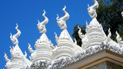 Fototapeta premium White Temple Architecture against Blue Sky