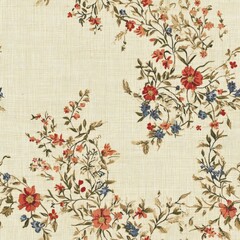 Vintage tapestry vintage floral frame border on vintage beige fabric background, seamless repeating pattern, textile print style, minimal, tapestry design, seamless vintage floral frame border, home 