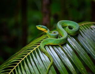 Fototapeta premium oriental whip snake in tropical forest