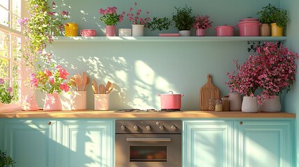 Bright and Colorful Kitchen with Floral Decor