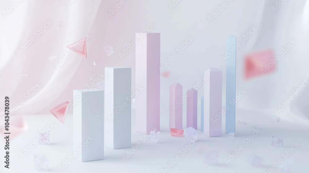 Poster abstract growth chart with pastel colors and geometric shapes, representing data analysis and busine