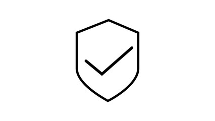 Shield check mark icon. Shield with a checkmark in the middle Protection icon. Security shield protected icon.  line style isolated.