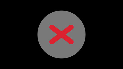 Obraz premium Cancel cross check mark icon button, symbol on reject, futuristic technology with red neon glow in the smoke, Dark background. 