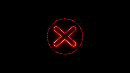 Cross symbol with bright glowing futuristic orange neon lights on black background. 3D icon, sign and symbol.  Laser Pictogram animation..