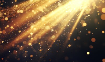 Golden light sparkles on dark background.
