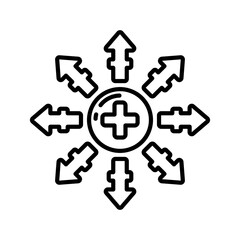 Positive Ion Outline Icon, Vector illustration