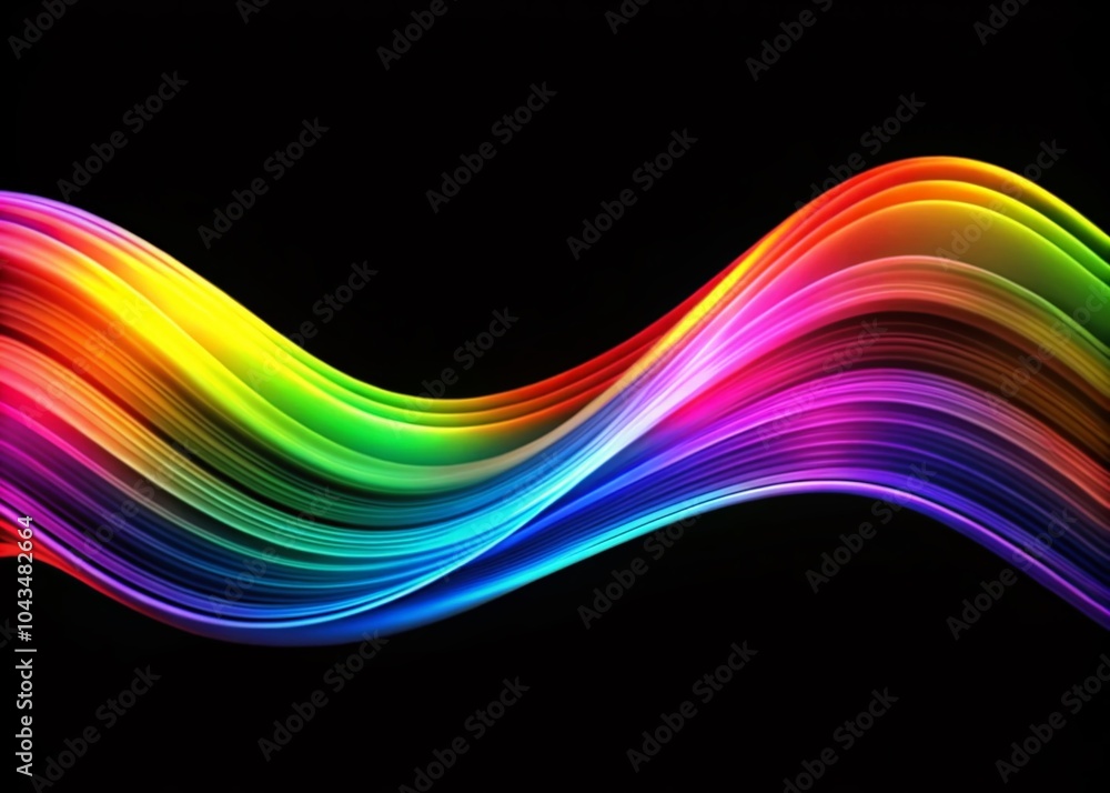 Poster abstract colorful wave patterns on black background - vibrant gradient lines for modern design