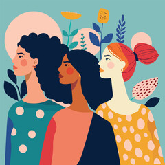 Women History Month concept art vector illustration