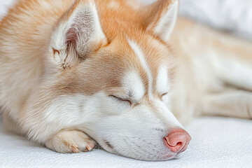 Adorable Siberian Husky Dog Posing with Copy Space – Cute, Playful, and Fluffy Puppies in Various Relaxing and Happy Poses – Perfect for Pet Lovers, Animal Themes, and Marketing with Blank Space