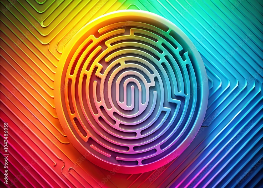 Poster abstract oval labyrinth maze with fingerprint design for creative concepts and visuals