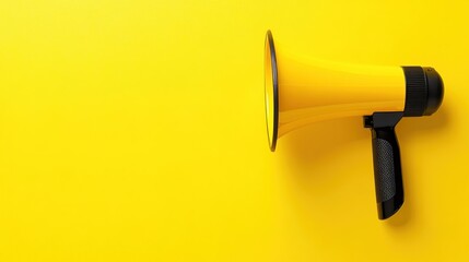 Yellow Megaphone Against Vibrant Background with Copy Space