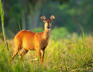 doe on the meadow next wood