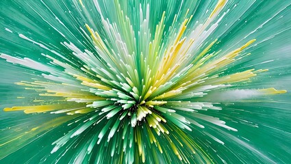 Fototapeta premium Abstract explosion of colorful lines and shapes on a teal background showcasing motion and energy. Generative AI