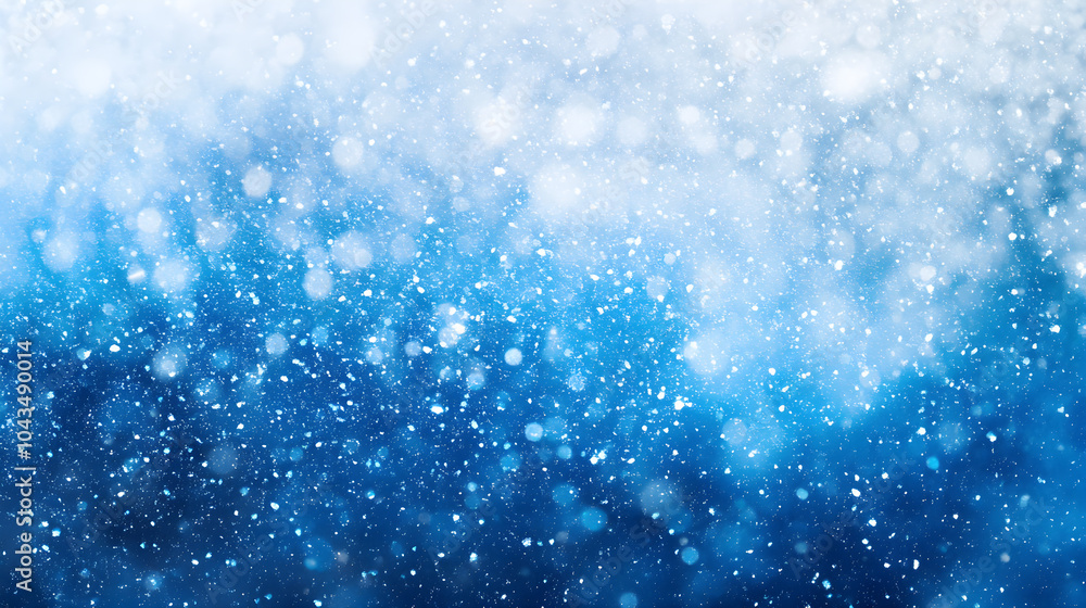 Wall mural Background with falling snow on a gradient background of blue and white.