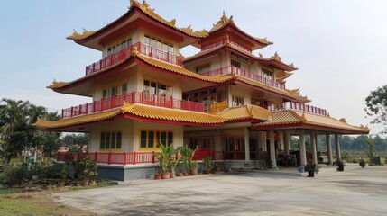 Fototapeta premium Elegant Asian-style Pagoda with Colorful Details