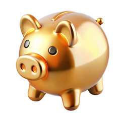 Golden Piggy Bank 3d cartoon style illustration