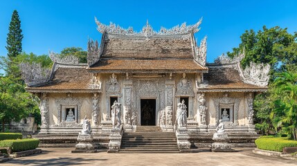 Ornate Temple with Intricate White Design