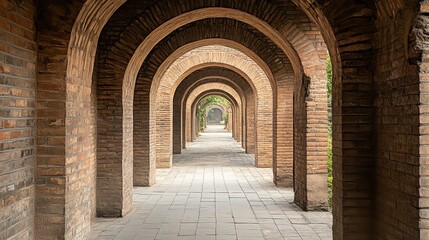Serene Archway Pathway in Historic Brick Setting