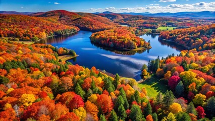 Aerial Photography of Vibrant Fall Colors in a Scenic Landscape for Desktop Backgrounds