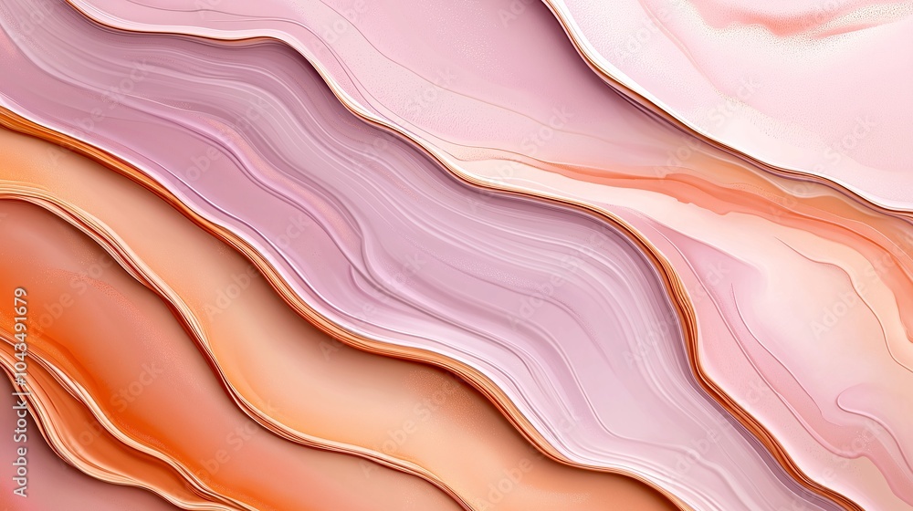 Aufkleber abstract peach and rose swirls: serene, flowing lines of peach and rose create a mesmerizing abstrac