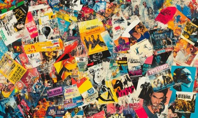 Naklejka premium Collage of colorful vintage movie posters.